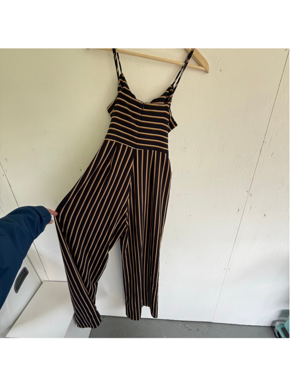 Lottie Moss Striped Tie-Front Wide Leg Jumpsuit Medium - Picture 4 of 9